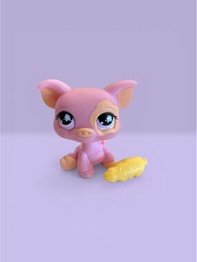 Littlest Pet Shop Pink Pig #885 with Corn accessory LPS